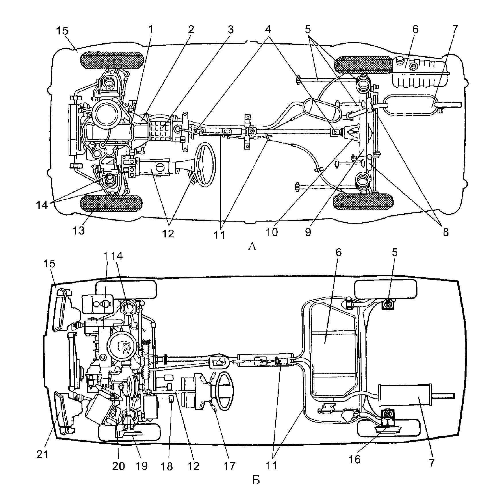 Рис.1.2.Общие компоновки легковых автомобилей